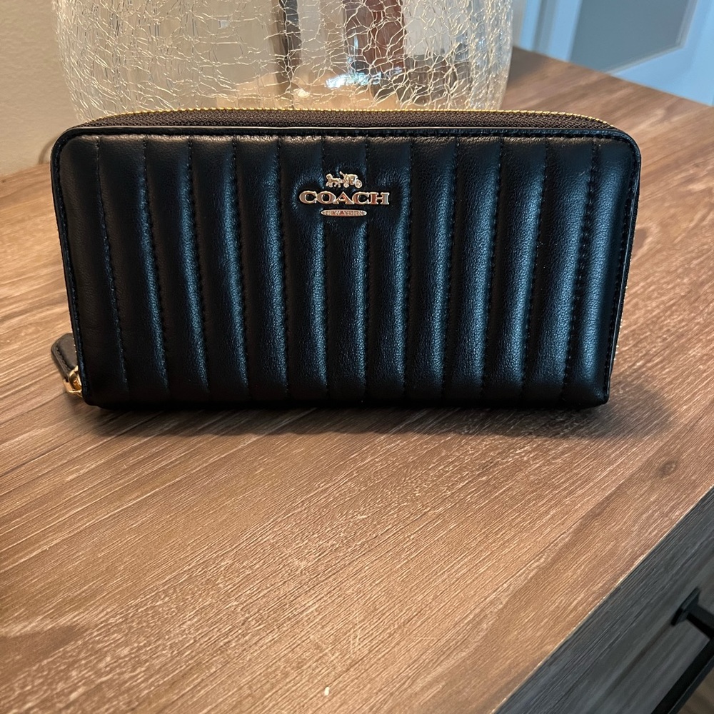 Large Coach Linear Quilted Wallet